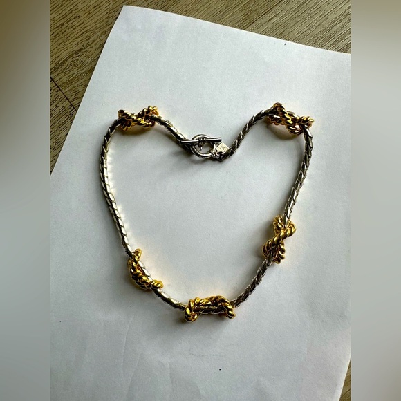 80s Anne Klein Vintage Two Tone Chunky Chain Necklace - Picture 7 of 8